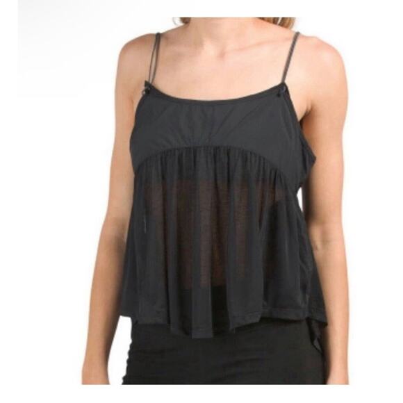 Free People Movement Black Catch Me Drift Tank Top XS Small Semi Sheer OB126447 - Picture 3 of 16